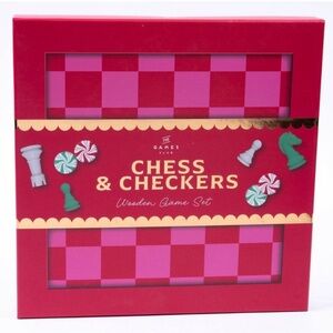 Red & Pink Chess & Checkers Wooden Game Set